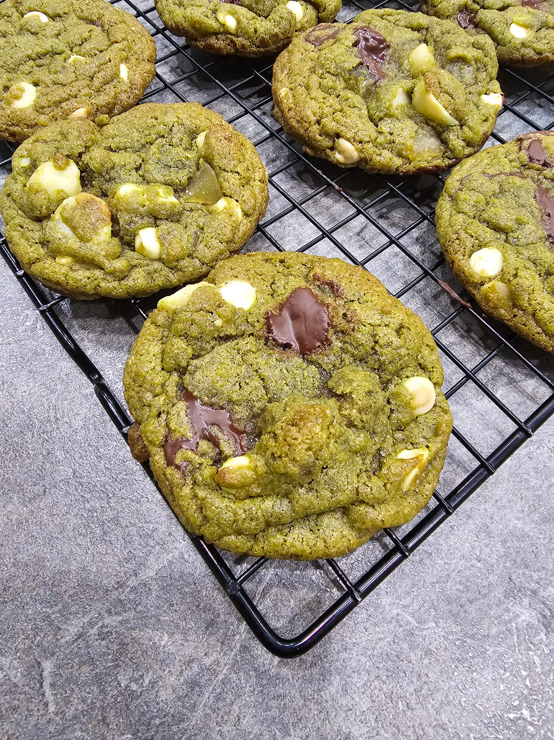 Double Chocolate Chip Matcha Cookies