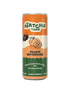 Peach Refresher matcha energy drink can with bold orange and green label, offering plant-based clean energy for productivity.