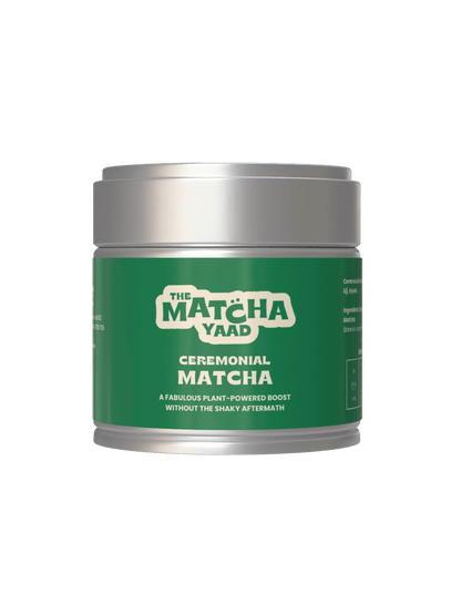 Gokou Ceremonial Matcha - Pure and Authentic matcha powder in a green tin with silver lid, ideal for tea rituals and mindful sipping.